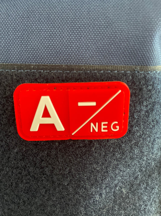 Patch Velcro 3D Groupe Sanguin A- Rouge
