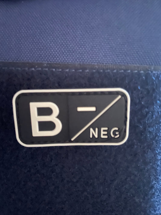 Patch Velcro 3D Groupe Sanguin B- Noir